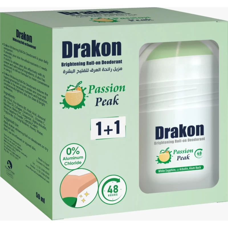 Drakon | Whitening Roll-On Deodorant Passion Peak | 50ml 1+1  دراكون | مزيل العرق رول أون للتبييض باشن بيك | 50 مل 1+1