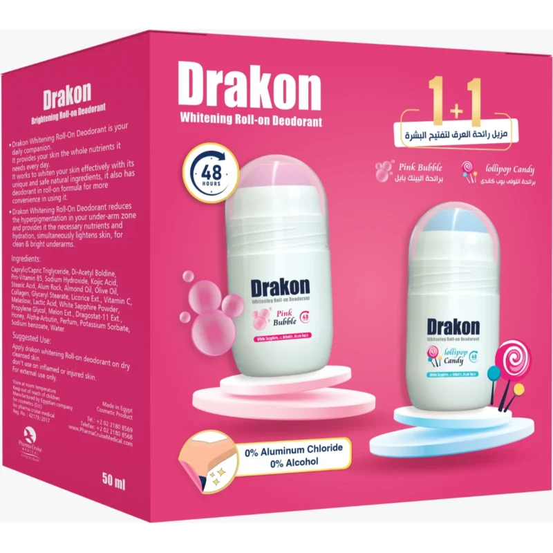 Drakon | Whitening Roll-On Deodorant Pink Bubble + Roll-On ...  دراكون | مزيل العرق رول اون للتبييض بينك بابل + رول اون ...