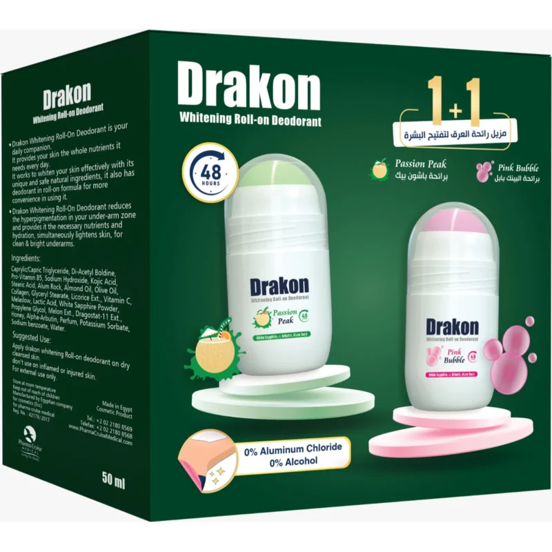 Drakon | Whitening Roll-On Deodorant Pink Bubble + Roll-On ...  دراكون | مزيل العرق رول اون للتبييض بينك بابل + رول اون ...