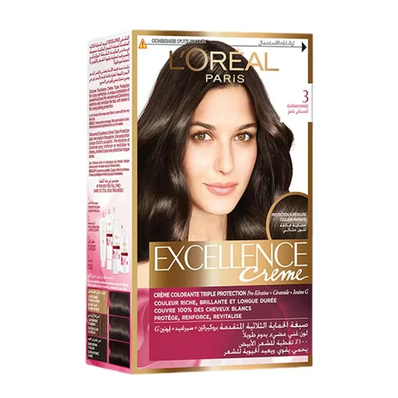 LâOreal Paris | Excellence CrÃ¨me Hair Color | 3 Dark Chestn...  لوريال باريس | كريم إكسلانس لتلوين الشعر | 3 كستناء غامق...