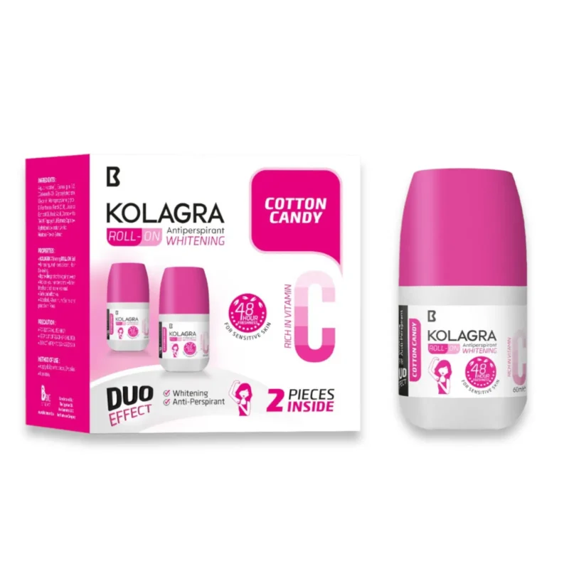 1+1 Kolagra | Whitening Roll on 2*1 Cotton Candy | 60ml  1+1 كولاجرا | رول تبييض 2*1 كوتن كاندي | 60 مل