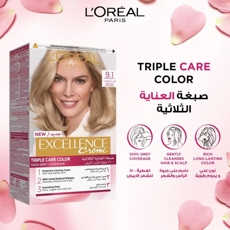 LâOrÃ©al Paris | Excellence Creme Very Light Ash Blonde  لوريال باريس | كريم إكسلانس أشقر رمادي فاتح جدًا