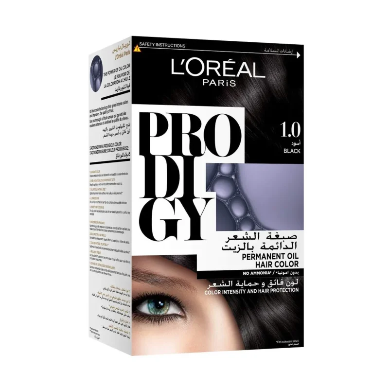L'Oreal Paris | Prodigy Ammonia Free Hair Color | 1.0 Black  لوريال باريس | صبغة شعر بروديجي خالية من الأمونيا | 1.0 أسود